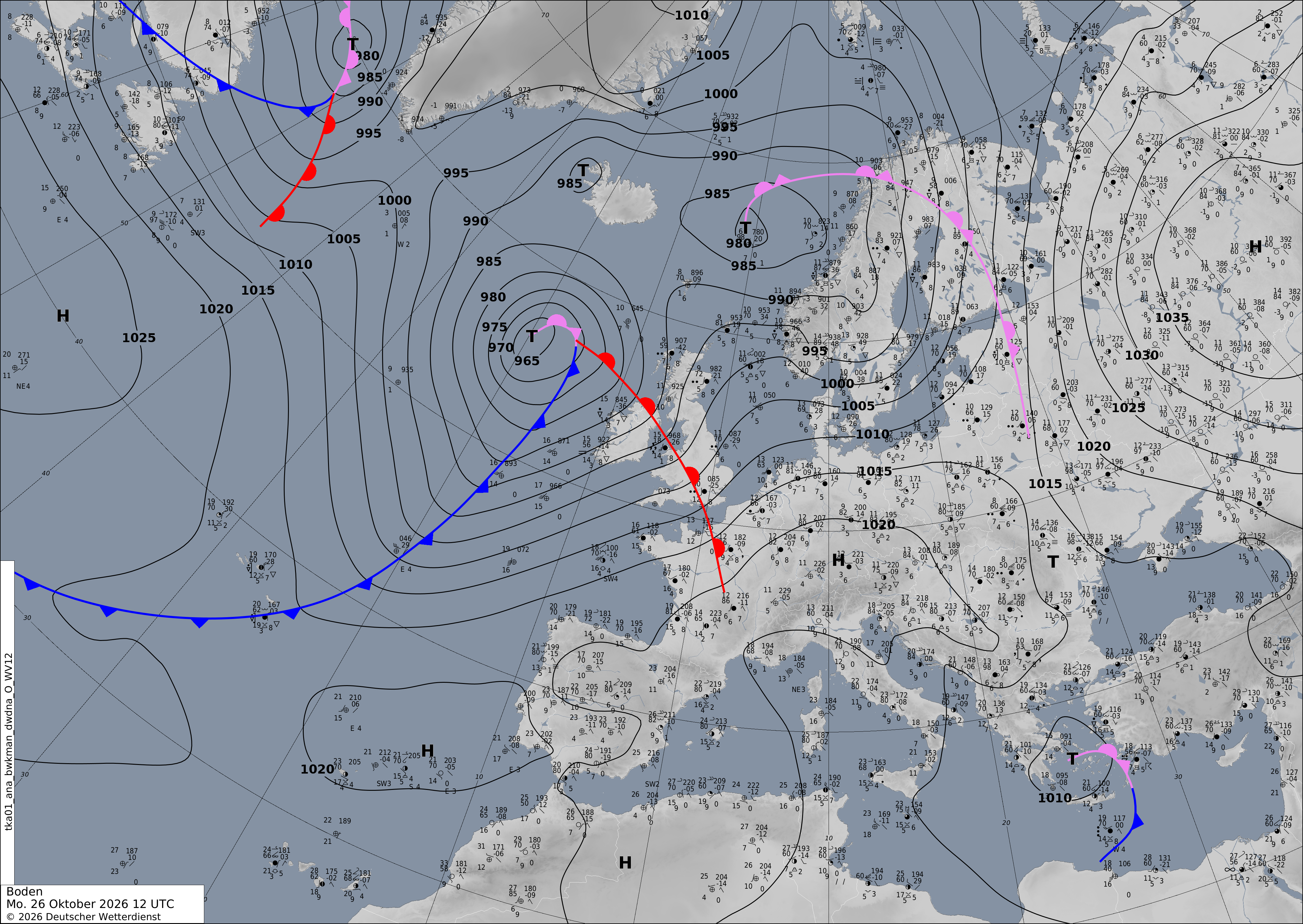 Surface Weather Map Europe